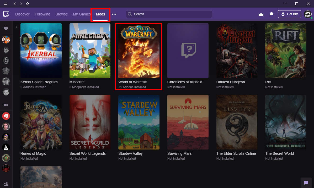 twitch app not detecting wow